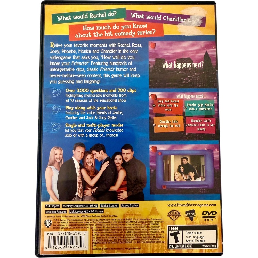 Sony PlayStation 2 Friends The One With All The Trivia PS2 Game Used - Picture 3 of 4